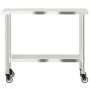 Kitchen work table with stainless steel wheels 110x55x85 cm by , Restoration - Ref: Foro24-376464, Price: 135,05 €, Discount: %