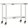 Kitchen work table with stainless steel wheels 110x55x85 cm by , Restoration - Ref: Foro24-376464, Price: 135,05 €, Discount: %