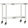Mesa de trabajo de cocina con ruedas acero inox 110x55x85 cm de , Restauración - Ref: Foro24-376464, Precio: 152,73 €, Descue...
