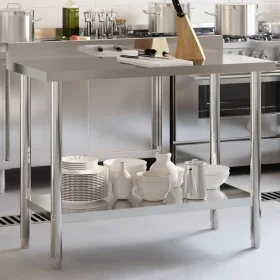 Kitchen work table and backsplash stainless steel 110x55x93 cm by , Restoration - Ref: Foro24-376466, Price: 168,19 €, Discou...