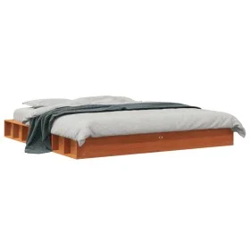 Wax brown pine solid wood bed frame 120x200 cm by , Beds and slatted bases - Ref: Foro24-3211838, Price: 195,60 €, Discount: %