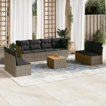 9-teiliges Gartenmöbel-Set und graue synthetische Rattankissen von , Gartensets - Ref: Foro24-3223582, Preis: 484,73 €, Rabat...