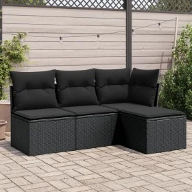 4-piece garden sofa set with black synthetic rattan cushions by , Garden sets - Ref: Foro24-3249334, Price: 237,67 €, Discoun...