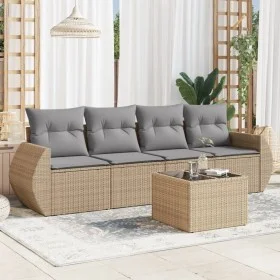 Gartensofa-Set mit Kissen, 5-teilig, beiges synthetisches Rattan von , Gartensets - Ref: Foro24-3253426, Preis: 331,29 €, Rab...