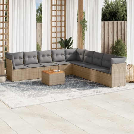 Juego de sofás jardín con cojines beige 10 pzas ratán sintético by , Garden sets - Ref: Foro24-3223693, Price: 604,94 €, Disc...