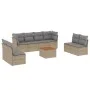 Set de sofás de jardín 9 pzas con cojines ratán sintético beige by , Garden sets - Ref: Foro24-3223581, Price: 519,95 €, Disc...