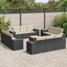 Set de sofás de jardín y cojines 13 pzas ratán sintético negro by , Garden sets - Ref: Foro24-3225377, Price: 931,55 €, Disco...