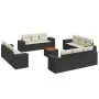 Set de sofás de jardín y cojines 13 pzas ratán sintético negro by , Garden sets - Ref: Foro24-3225377, Price: 931,55 €, Disco...