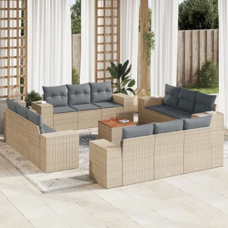 Set sofás de jardín con cojines 13 pzas ratán sintético beige by , Garden sets - Ref: Foro24-3225380, Price: 989,80 €, Discou...