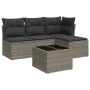 Gartensofa-Set mit 5-teiligen Kissen aus grauem synthetischem Rattan von , Gartensets - Ref: Foro24-3249349, Preis: 275,71 €,...