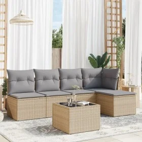 Gartensofa-Set mit 6-teiligen Kissen aus synthetischem Rattan in Beige. von , Gartensets - Ref: Foro24-3249368, Preis: 339,90...