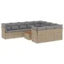 Set von 11-teiligen Gartensofas mit beigen Kissen aus synthetischem Rattan von , Gartensets - Ref: Foro24-3223840, Preis: 654...