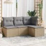 Gartensitzgruppe mit 4-teiligen Sofas und Kissen aus synthetischem Rattan in Beige. von , Gartensets - Ref: Foro24-3249338, P...