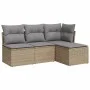 Gartensitzgruppe mit 4-teiligen Sofas und Kissen aus synthetischem Rattan in Beige. von , Gartensets - Ref: Foro24-3249338, P...