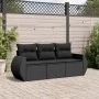 Set Gartensofas mit Kissen 3 Stück synthetisches Rattan schwarz von , Gartensets - Ref: Foro24-3253392, Preis: 221,51 €, Raba...