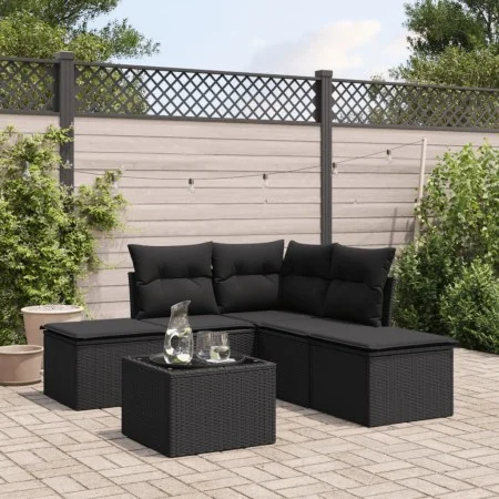 6-piece garden sofa set and black synthetic rattan cushions by , Garden sets - Ref: Foro24-3249564, Price: 339,91 €, Discount: %