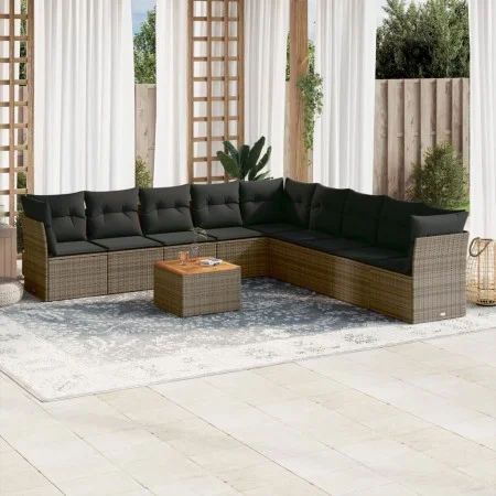 10-teilige Gartensofagarnitur mit grauen synthetischen Rattankissen von , Gartensets - Ref: Foro24-3223694, Preis: 555,74 €, ...