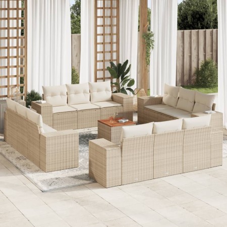 Set sofás de jardín con cojines 13 pzas ratán sintético beige de , Conjuntos de jardín - Ref: Foro24-3225379, Precio: 1,00 €,...