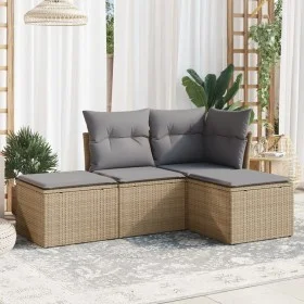 Garden sofa set with cushions 4 pieces beige synthetic rattan by , Garden sets - Ref: Foro24-3249318, Price: 234,01 €, Discou...