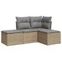 Gartensofa-Set mit Kissen, 4-teilig, beiges synthetisches Rattan von , Gartensets - Ref: Foro24-3249318, Preis: 234,01 €, Rab...