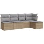 Gartensofa-Set mit Kissen, 5-teilig, beiges synthetisches Rattan von , Gartensets - Ref: Foro24-3249358, Preis: 294,59 €, Rab...