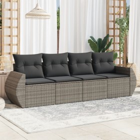 4-piece garden sofa set and gray synthetic rattan cushions by , Garden sets - Ref: Foro24-3253417, Price: 279,66 €, Discount: %