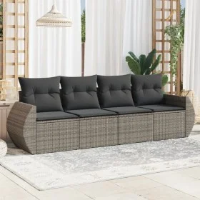 4-piece garden sofa set and gray synthetic rattan cushions by , Garden sets - Ref: Foro24-3253417, Price: 279,78 €, Discount: %