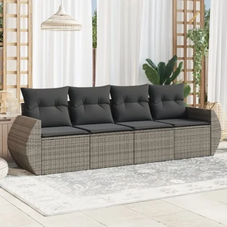 4-teilige Gartensofagarnitur und graue synthetische Rattankissen von , Gartensets - Ref: Foro24-3253417, Preis: 278,01 €, Rab...