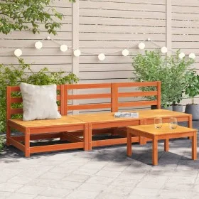 Garden sofas without armrests 3 units brown wood 70x70x67 cm by , Modular outdoor sofas - Ref: Foro24-837932, Price: 134,12 €...