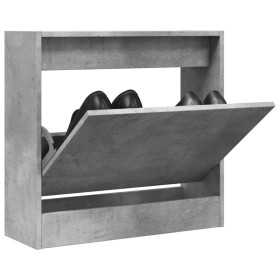 Zapatero de madera de ingeniería gris hormigón 60x21x57 cm