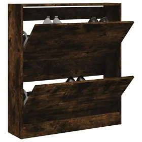Smoked oak engineered wood shoe rack 80x21x87.5 cm by , Shoe racks and shoe organizers - Ref: Foro24-839921, Price: 80,56 €, ...