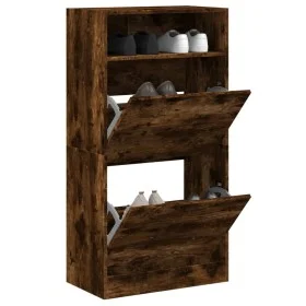 Smoked oak engineered wood shoe rack 60x34x116 cm by , Shoe racks and shoe organizers - Ref: Foro24-840019, Price: 95,48 €, D...