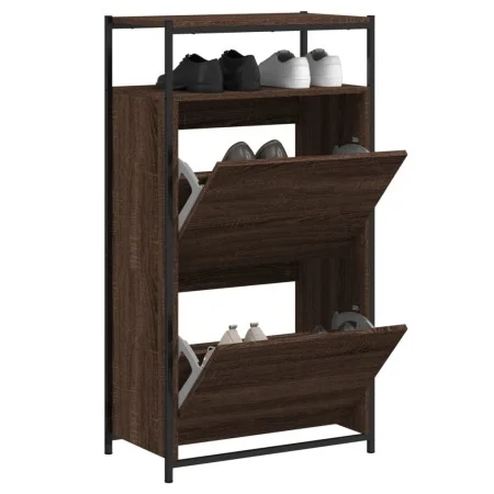 Oak brown engineered wood shoe rack 60x34x112 cm by , Shoe racks and shoe organizers - Ref: Foro24-840033, Price: 102,09 €, D...