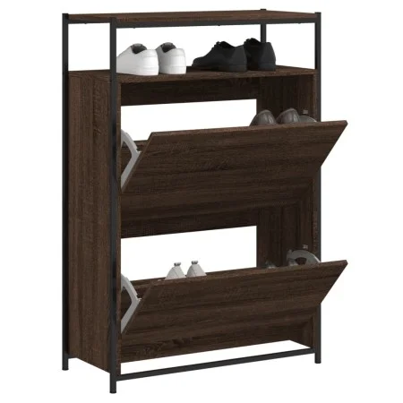 Zapatero de madera de ingeniería roble marrón 75x34x112 cm de , Zapateros y organizadores de calzado - Ref: Foro24-840038, Pr...
