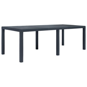 Gray rattan look plastic garden table 220x90x72 cm by vidaXL, Garden tables - Ref: Foro24-45608, Price: 189,56 €, Discount: %