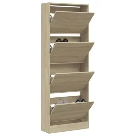 Engineered wood oak Sonoma shoerack 60x21x163.5 cm by , Shoe racks and shoe organizers - Ref: Foro24-839905, Price: 108,59 €,...
