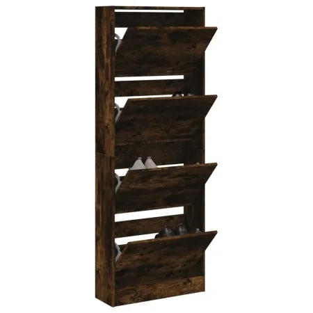 Rauchige Eichenholz-Ingenieur-Holzschuhmacher 60x21x163,5 cm von , Schuhregale und Schuhorganisatoren - Ref: Foro24-839907, P...