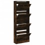 Rauchige Eichenholz-Ingenieur-Holzschuhmacher 60x21x163,5 cm von , Schuhregale und Schuhorganisatoren - Ref: Foro24-839907, P...