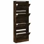 Rauchige Eichenholz-Ingenieur-Holzschuhmacher 60x21x163,5 cm von , Schuhregale und Schuhorganisatoren - Ref: Foro24-839907, P...