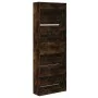Rauchige Eichenholz-Ingenieur-Holzschuhmacher 60x21x163,5 cm von , Schuhregale und Schuhorganisatoren - Ref: Foro24-839907, P...
