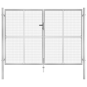 Puerta de jardín de acero galvanizado plateado 306x225 cm