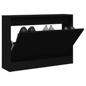 Engineered wood black shoerack 80x21x57 cm by , Shoe racks and shoe organizers - Ref: Foro24-839911, Price: 71,92 €, Discount: %