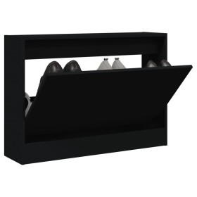 Zapatero de madera de ingeniería negro 80x21x57 cm