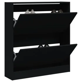 Black engineered wood shoe rack 80x21x87.5 cm by , Shoe racks and shoe organizers - Ref: Foro24-839918, Price: 91,19 €, Disco...