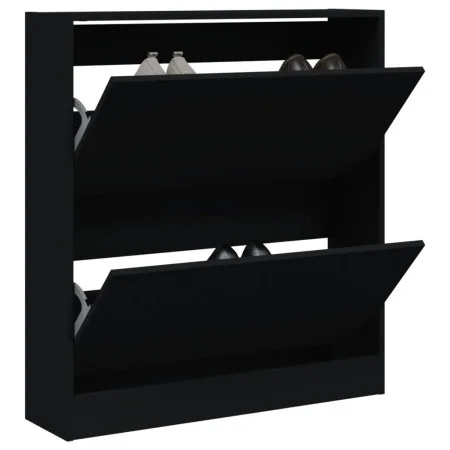 Black engineered wood shoe rack 80x21x87.5 cm by , Shoe racks and shoe organizers - Ref: Foro24-839918, Price: 91,19 €, Disco...