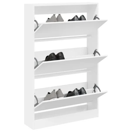 Engineered wood white shoe rack 80x21x125.5 cm by , Shoe racks and shoe organizers - Ref: Foro24-839924, Price: 126,45 €, Dis...