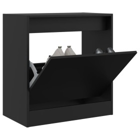 Zapatero de madera de ingeniería negro 60x34x63,5 cm