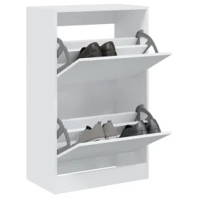 Engineered wood white shoe rack 60x34x96.5 cm by , Shoe racks and shoe organizers - Ref: Foro24-839945, Price: 73,35 €, Disco...