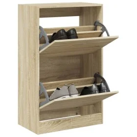 Engineered wood shoe rack in Sonoma oak, 60x34x96.5 cm by , Shoe racks and shoe organizers - Ref: Foro24-839947, Price: 76,56...