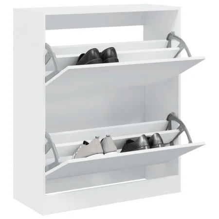 White engineered wood shoe rack 80x34x96.5 cm by , Shoe racks and shoe organizers - Ref: Foro24-839966, Price: 101,04 €, Disc...